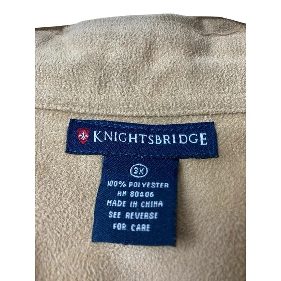 Knightsbridge Brown Faux Suede Button Shirt Men 3X Western Casual Workwear - Picture 4 of 7